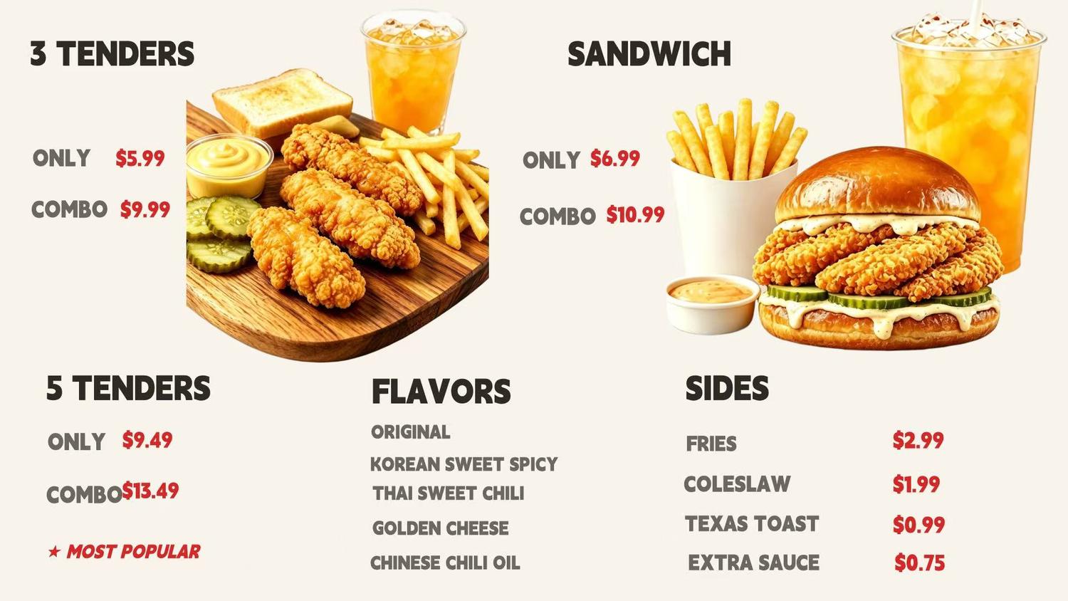 Restaurant menu 2, detailed description provided below